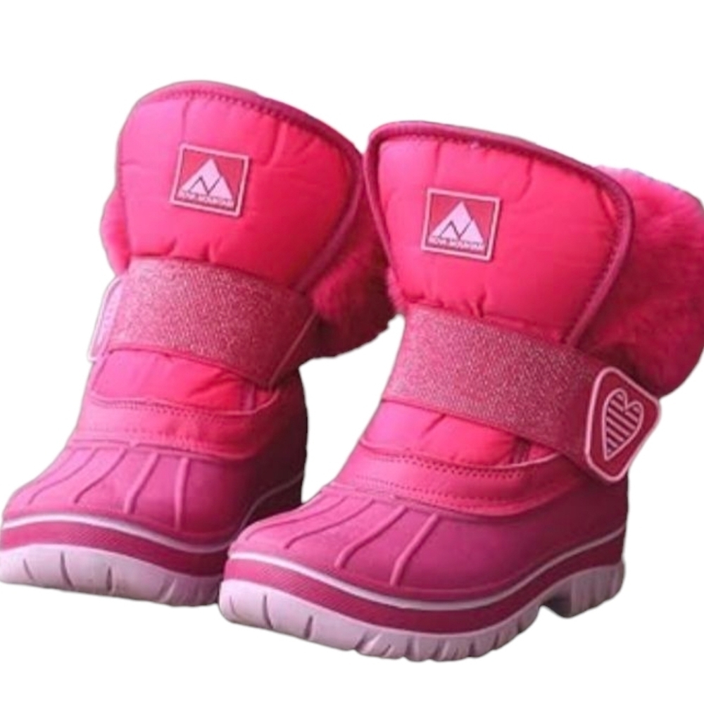 Nova Mountain Youth Pink Faux-Fur Sherpa Waterproof Winter Boots Size 9 Kids